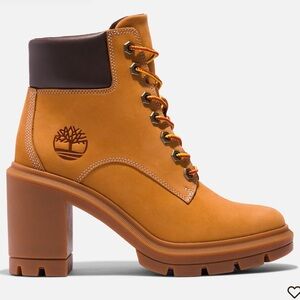Timberland Women's Brown and Tan Heeled Boots Worn Once